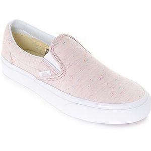 Pink speckled slip on vans
